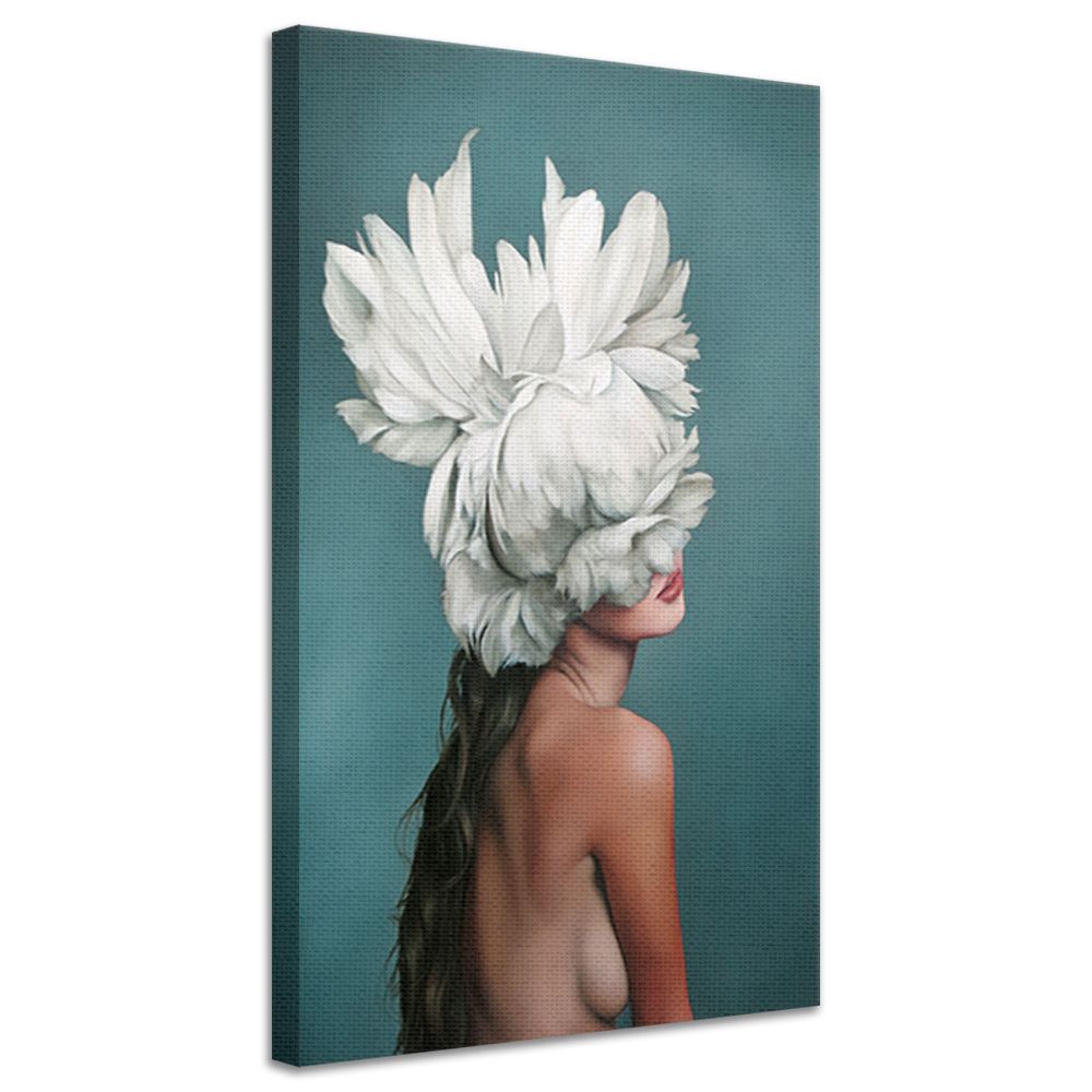 Картина на холсте на заказ Абстрактная картина с изображением женщин, цветов и перьев