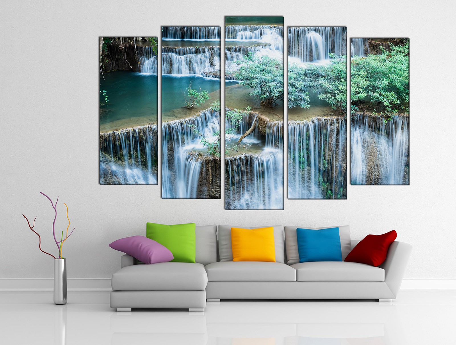 Картина на холсте на заказ Каскад водопадов на реке Агура