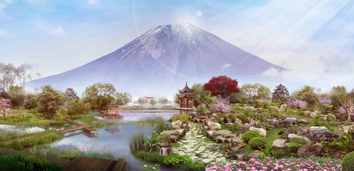 картинка Фотообои фреска действующий вулкан Фудзияма в Японииот интернет-магазина Фотомили