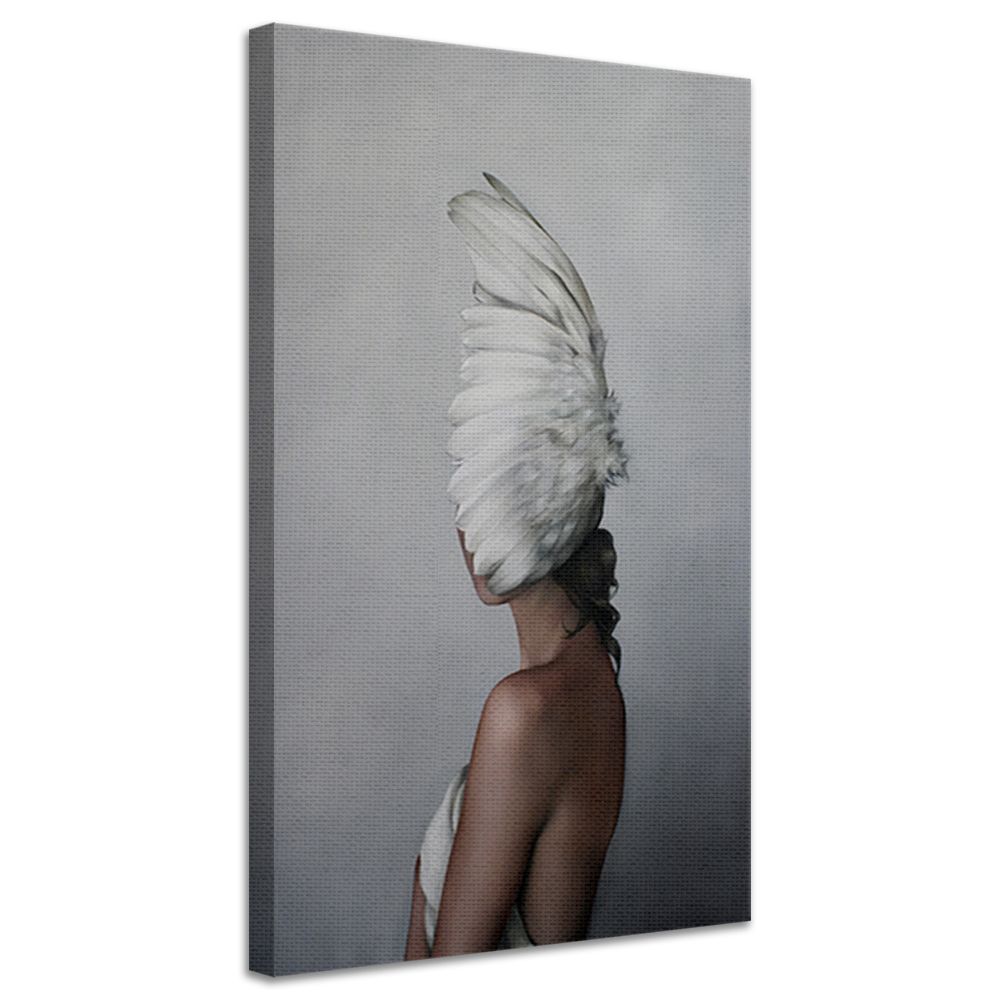 Картина на холсте на заказ Абстрактная картина с изображением женщин, цветов и перьев
