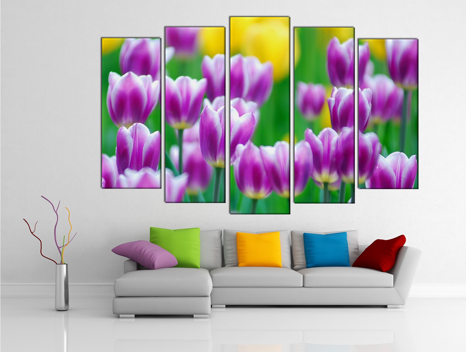 Картина на холсте на заказ Поле пурпурных тюльпанов