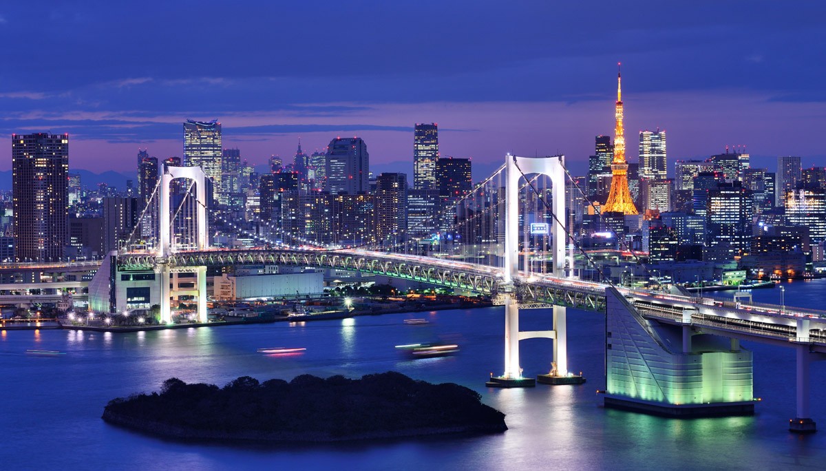 картинка Фотообои красивый ночной город Токио с видом на мостот интернет-магазина Фотомили