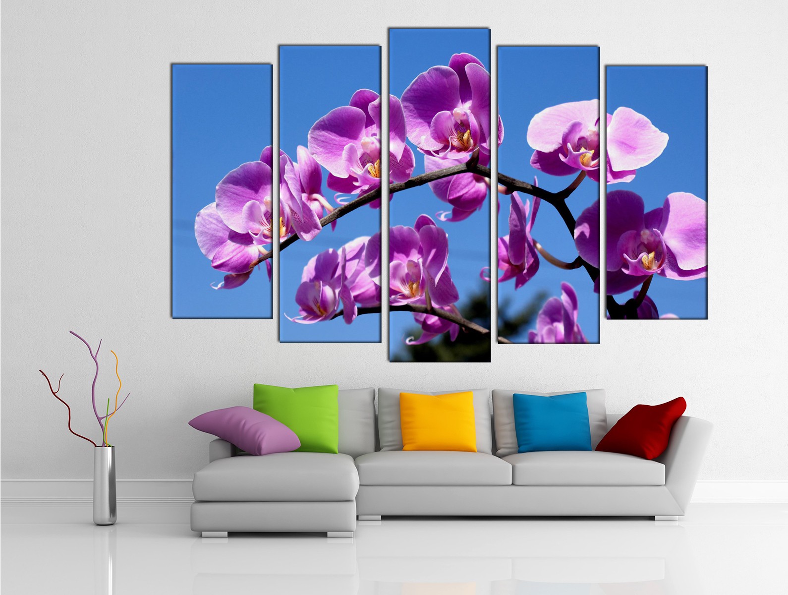 Картина на холсте на заказ Пурпурная орхидея на фоне чистого неба