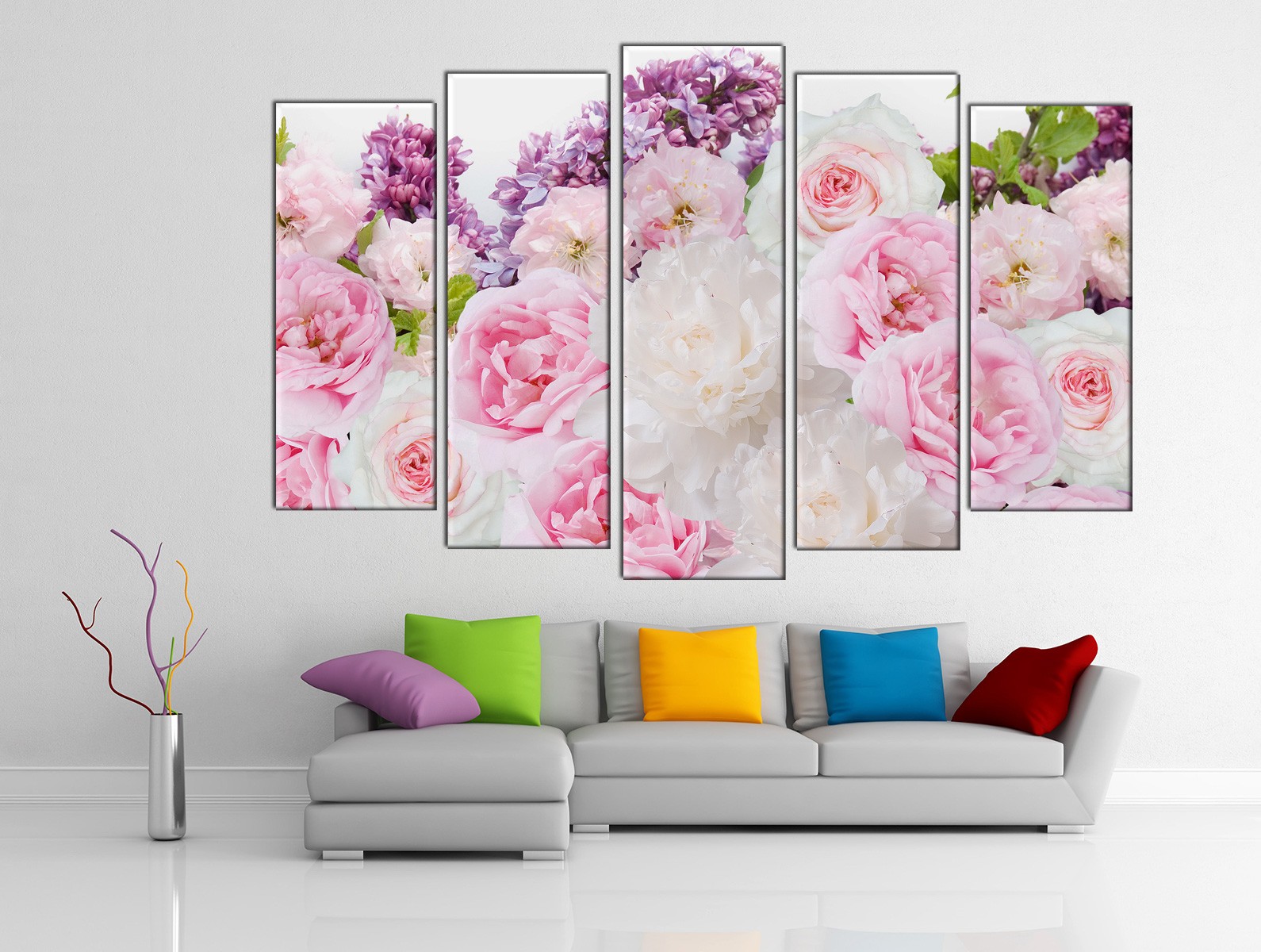 Картина на холсте на заказ Комплекс из роз, пионов и сирени  