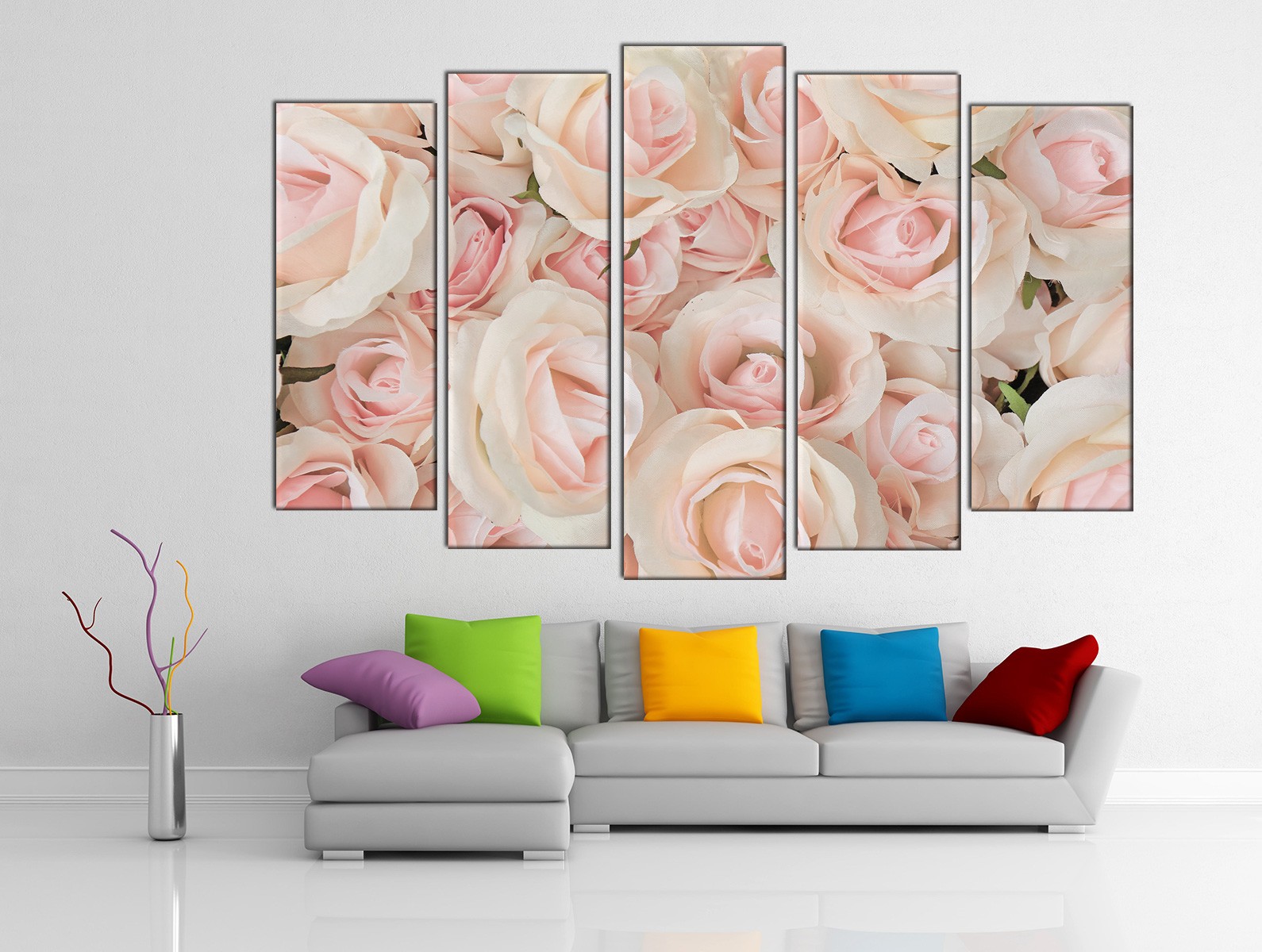 Картина на холсте на заказ Букет прелестных светло-розовых роз 