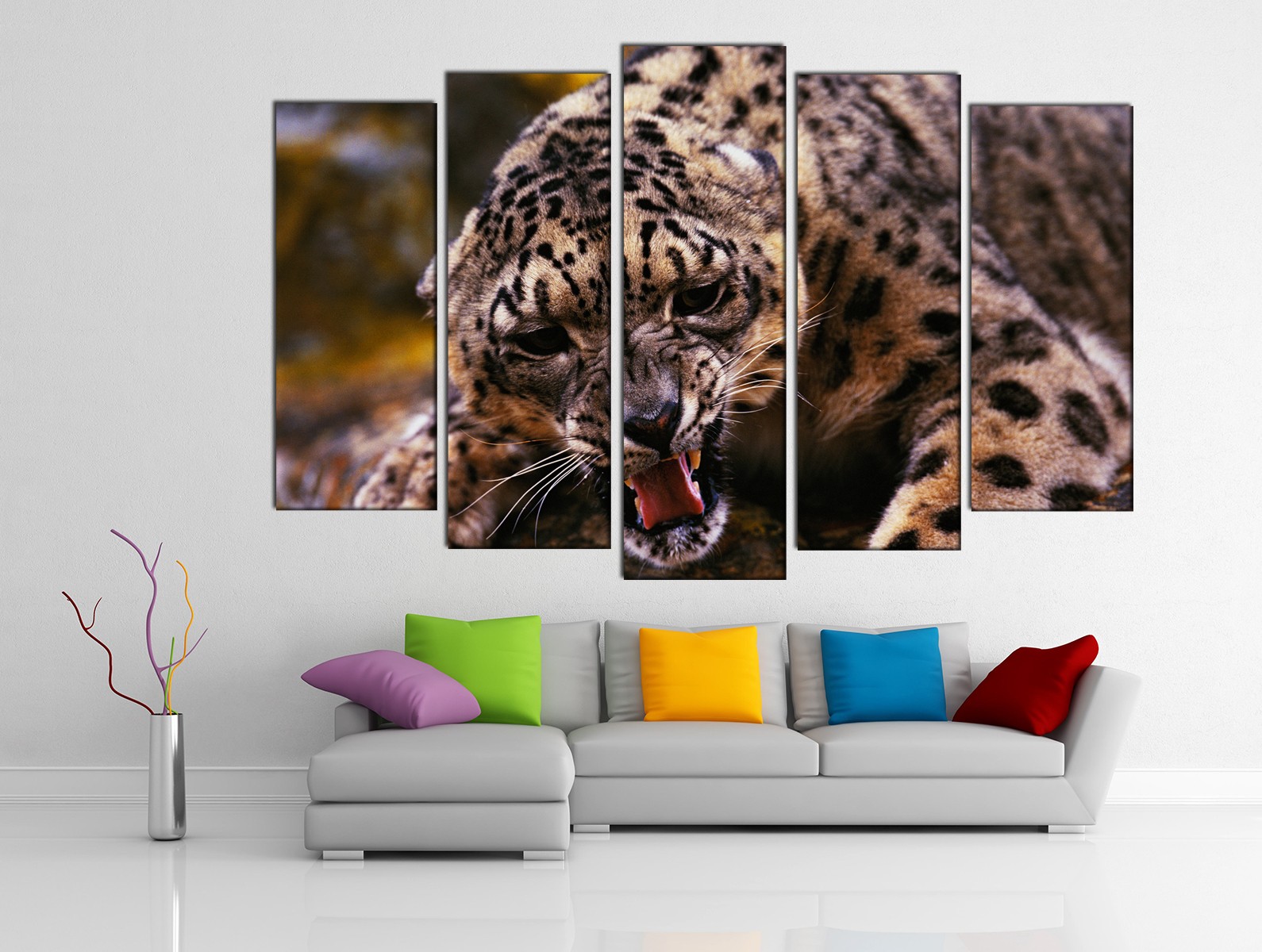 Картина на холсте на заказ Свирепый оскал леопарда 