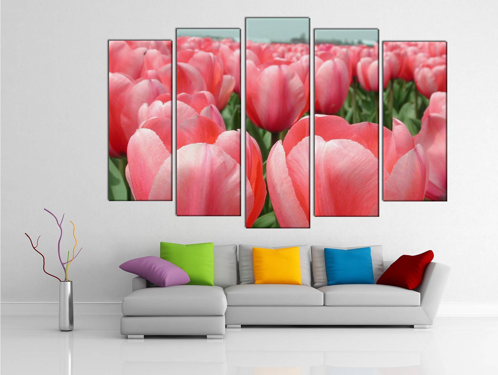 Картина на холсте на заказ Поле розовых тюльпанов