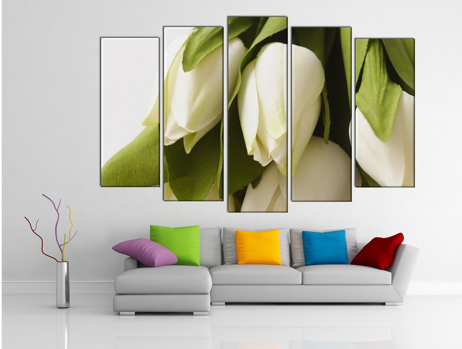 Картина на холсте на заказ Скромные белые тюльпаны 