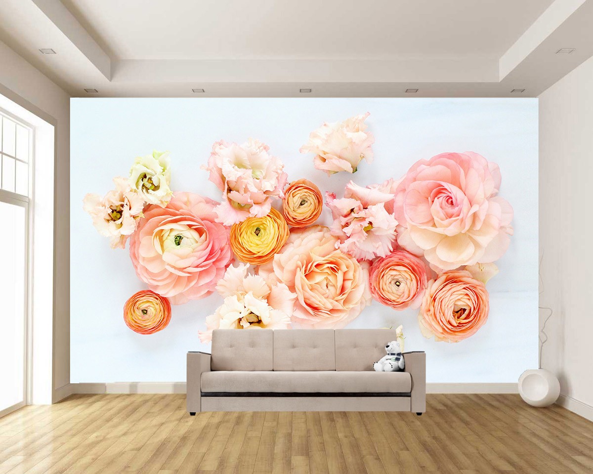 картинка Фотообои оранжевые и розовые пионыот интернет-магазина Фотомили