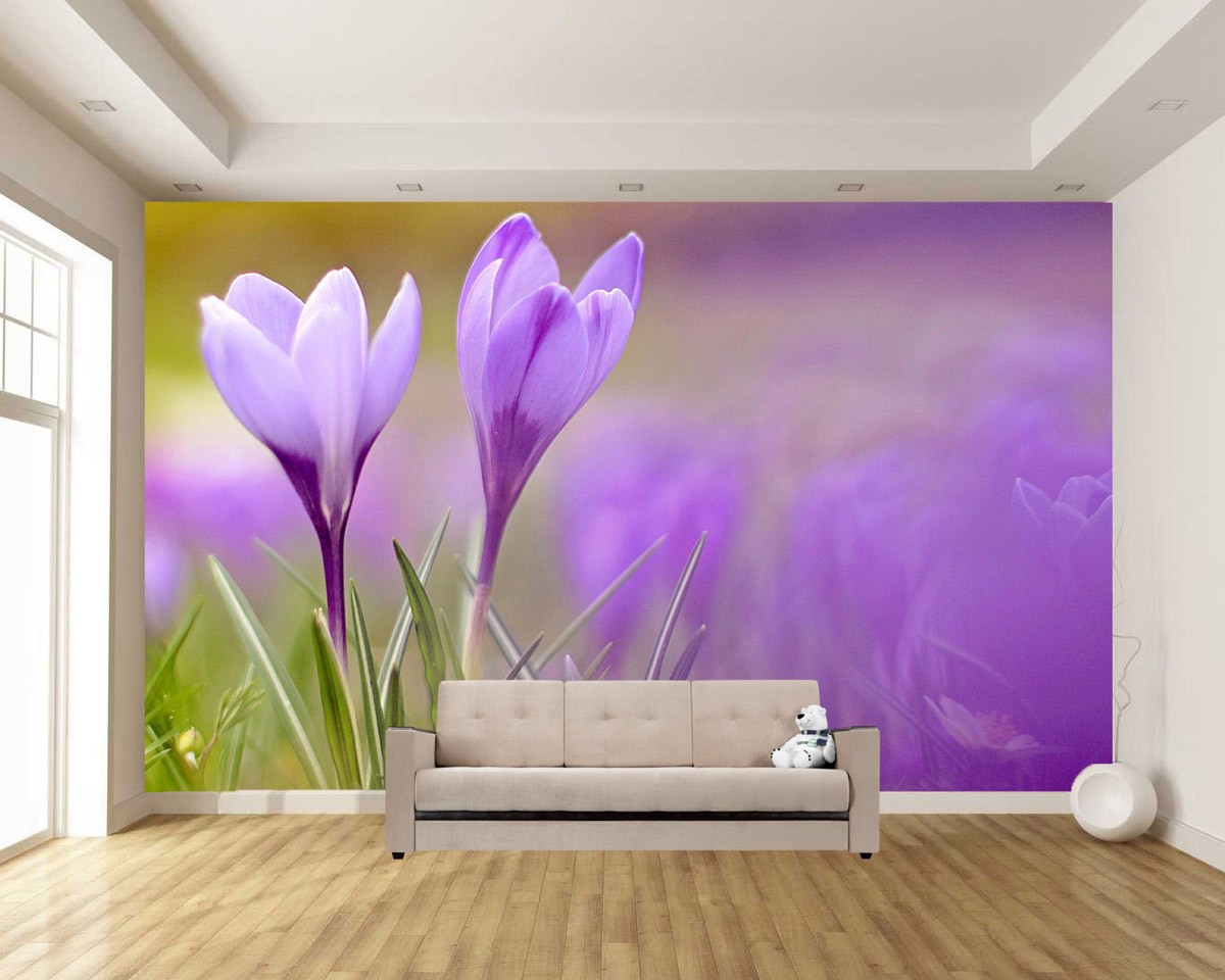 картинка Фотообои нежные фиолетовые крокусыот интернет-магазина Фотомили
