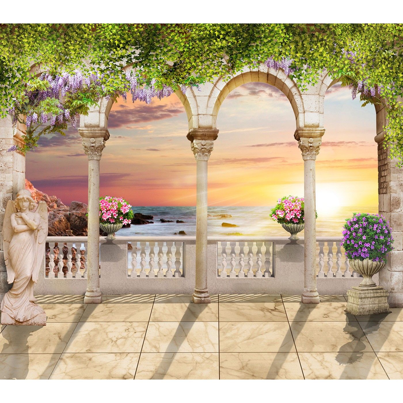 картинка Фотообои фреска вид с террасы с колоннамиот интернет-магазина Фотомили