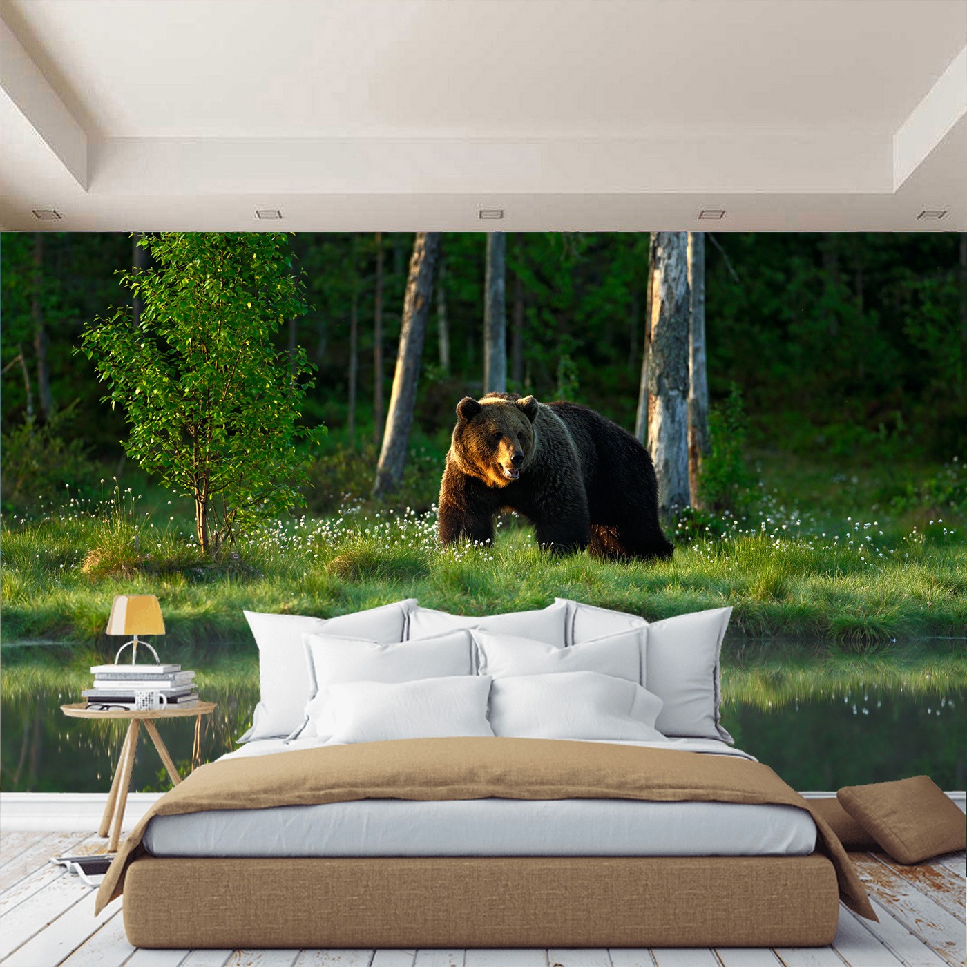картинка Фотообои бурый медведь в лесу возле рекиот интернет-магазина Фотомили