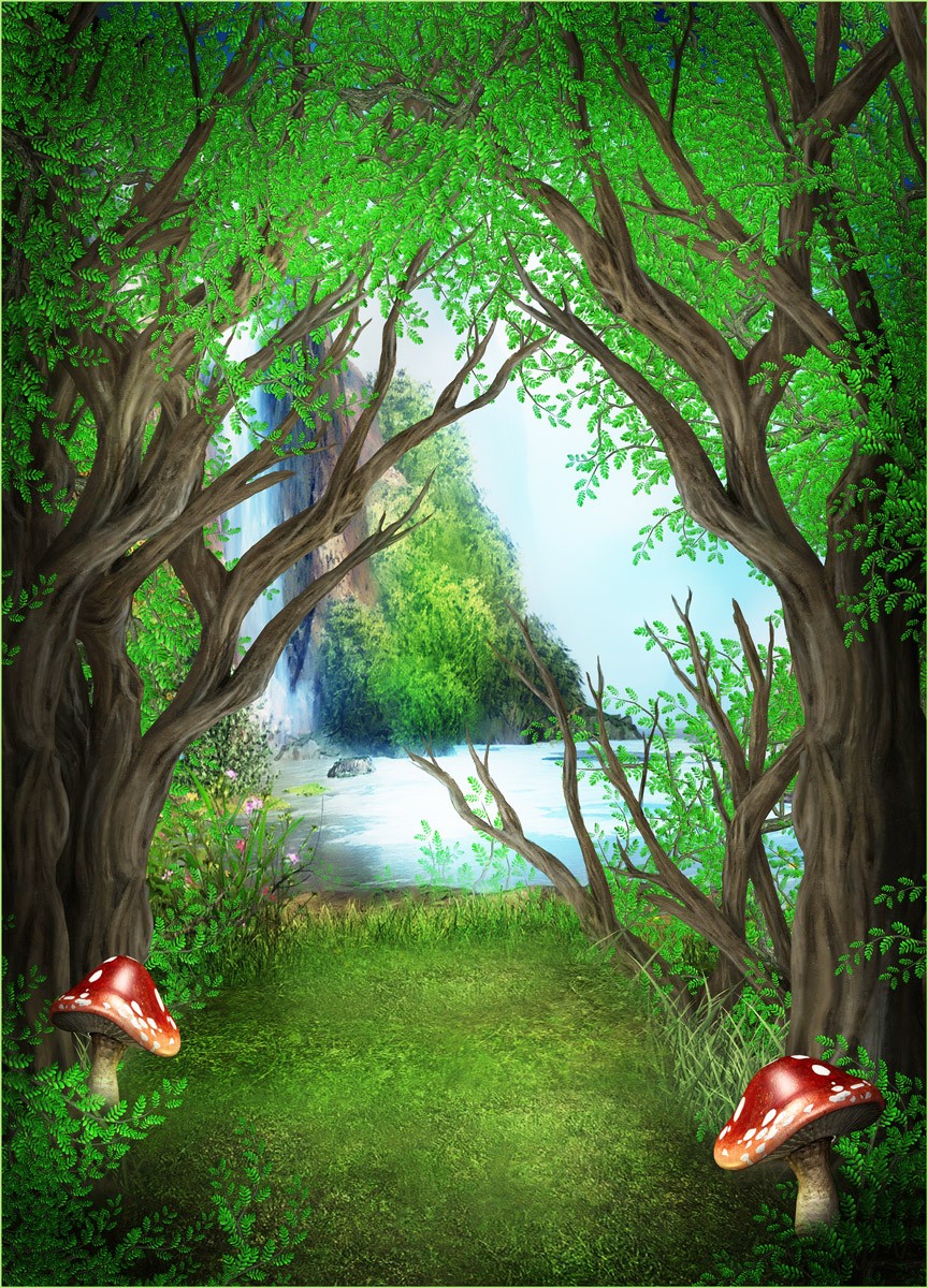 картинка Фотообои сказочный лес с водопадомот интернет-магазина Фотомили