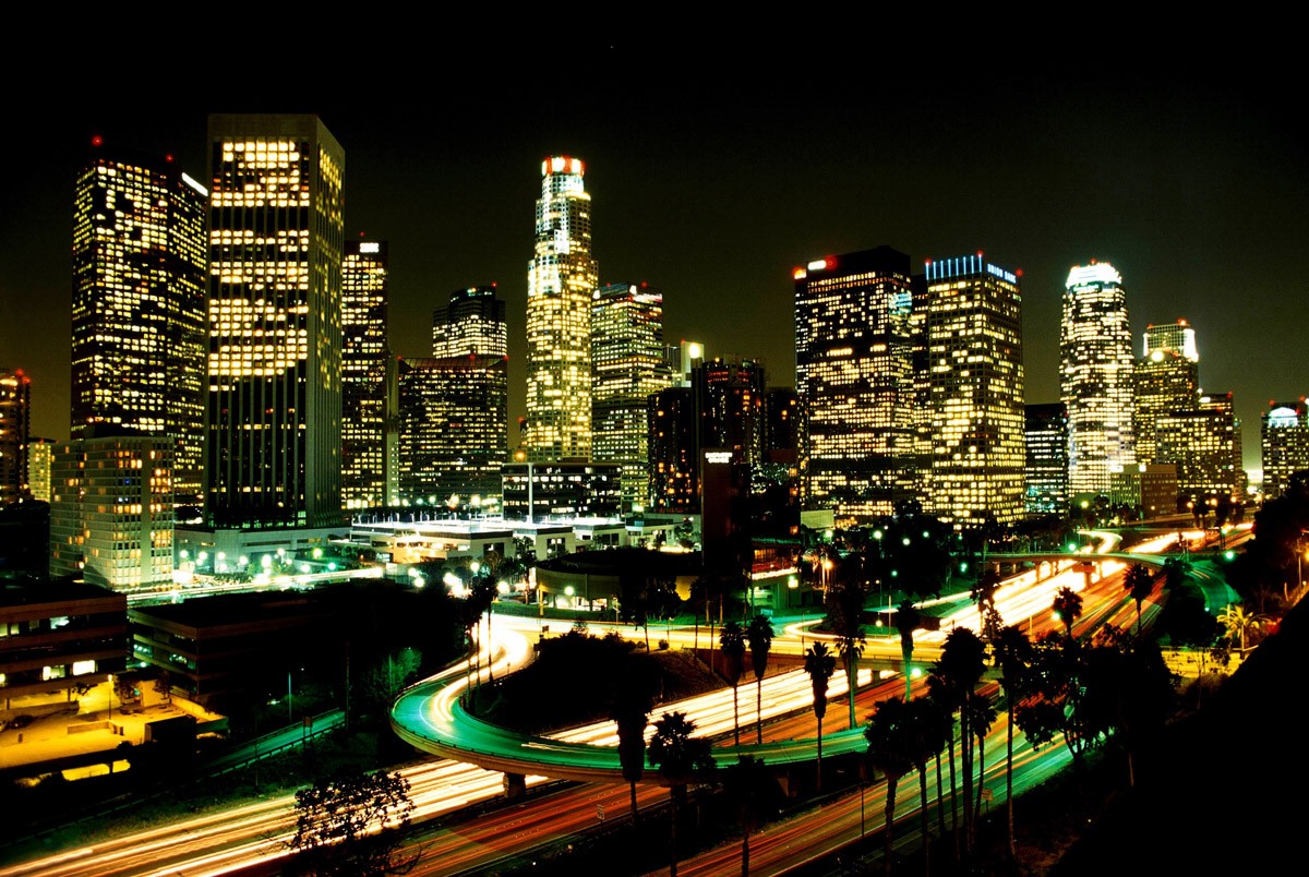 картинка Фотообои небоскребы Лос-Анжелеса ночьюот интернет-магазина Фотомили