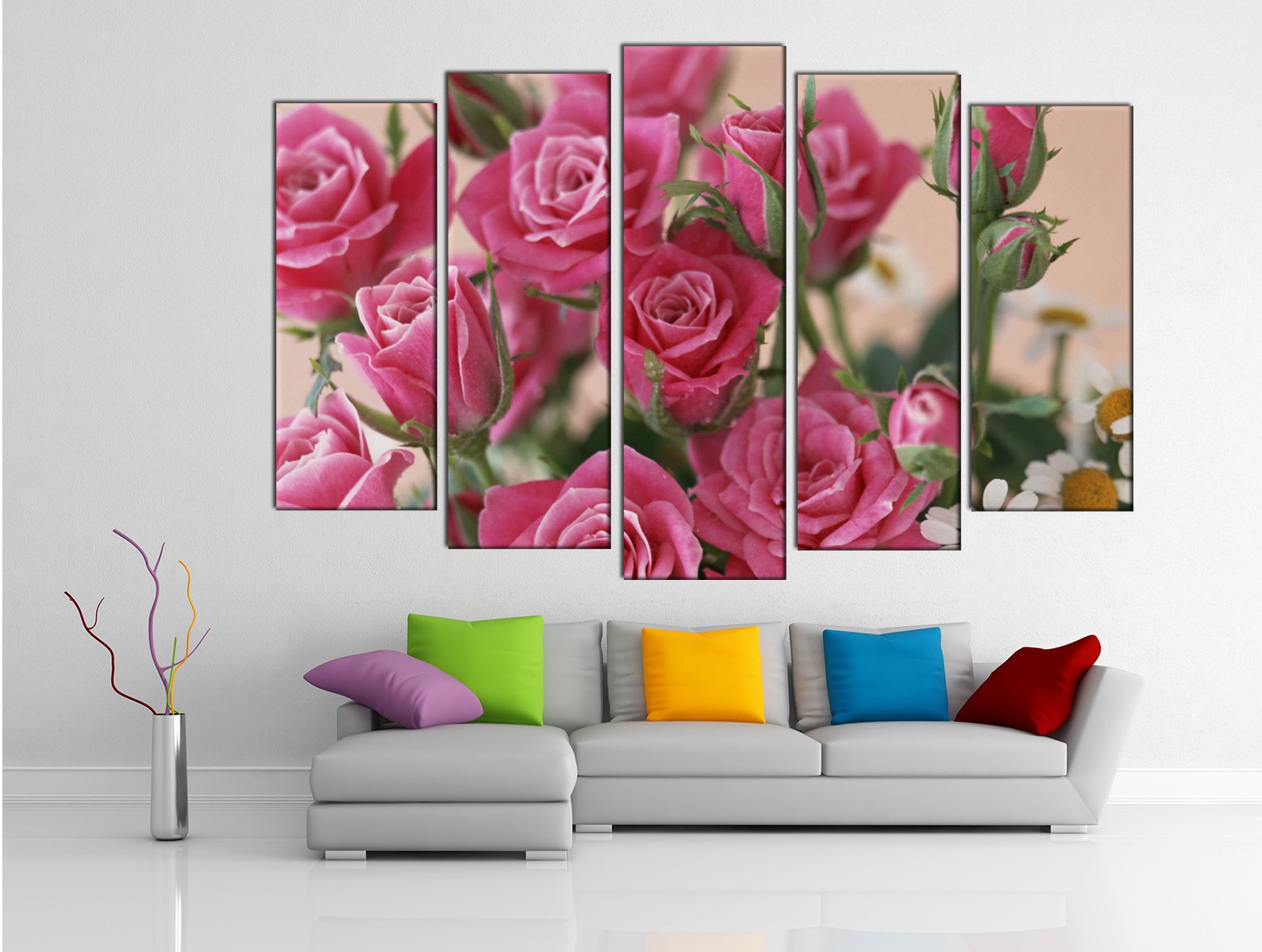 Картина на холсте на заказ Розовые кустовые розы 