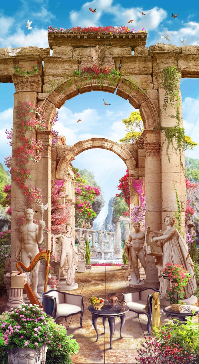 картинка Фотообои фреска римская арка в цветахот интернет-магазина Фотомили