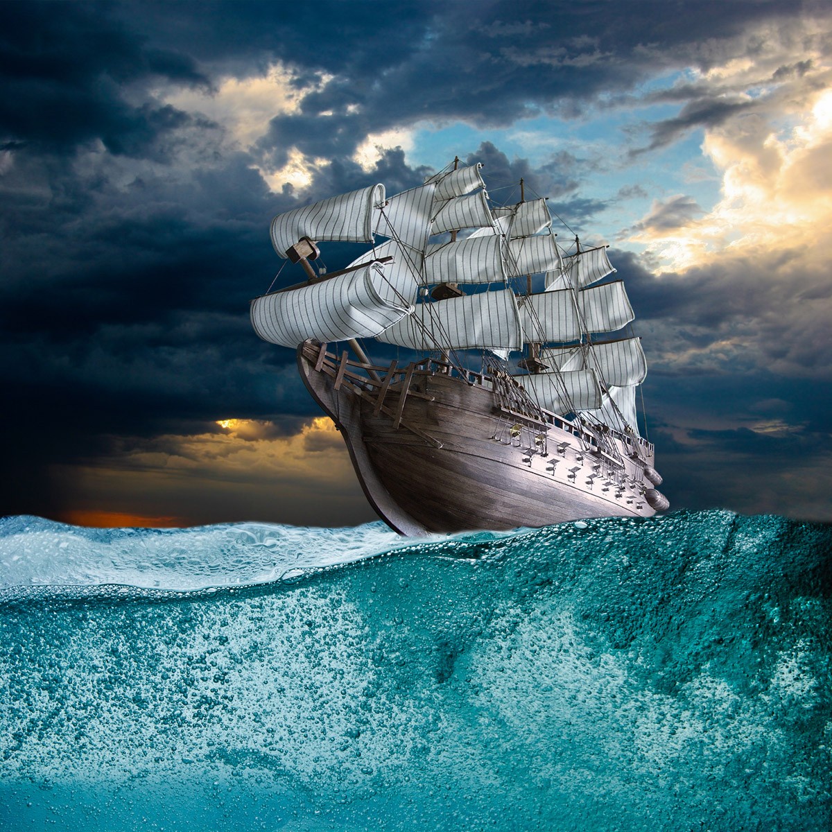 картинка Фотообои старый парусный корабль в мореот интернет-магазина Фотомили