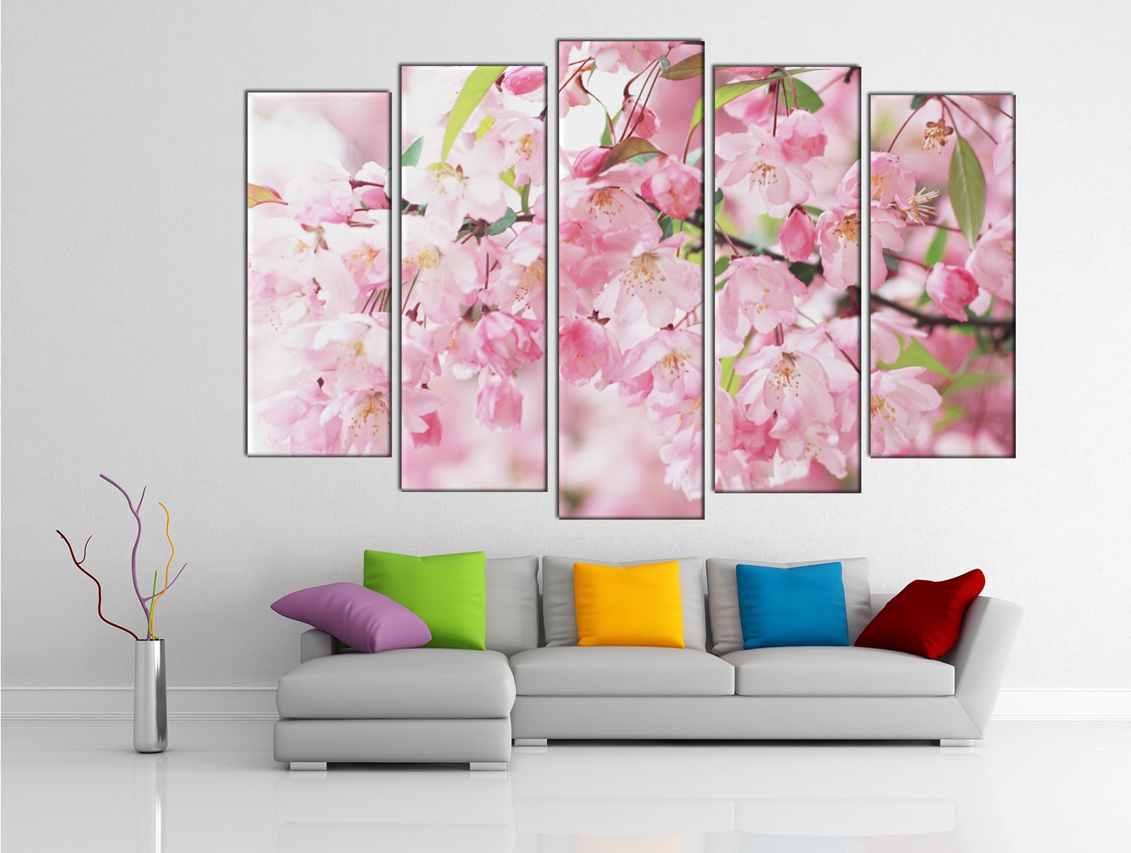 Картина на холсте на заказ Свисающая дугой светло-розовая сакура