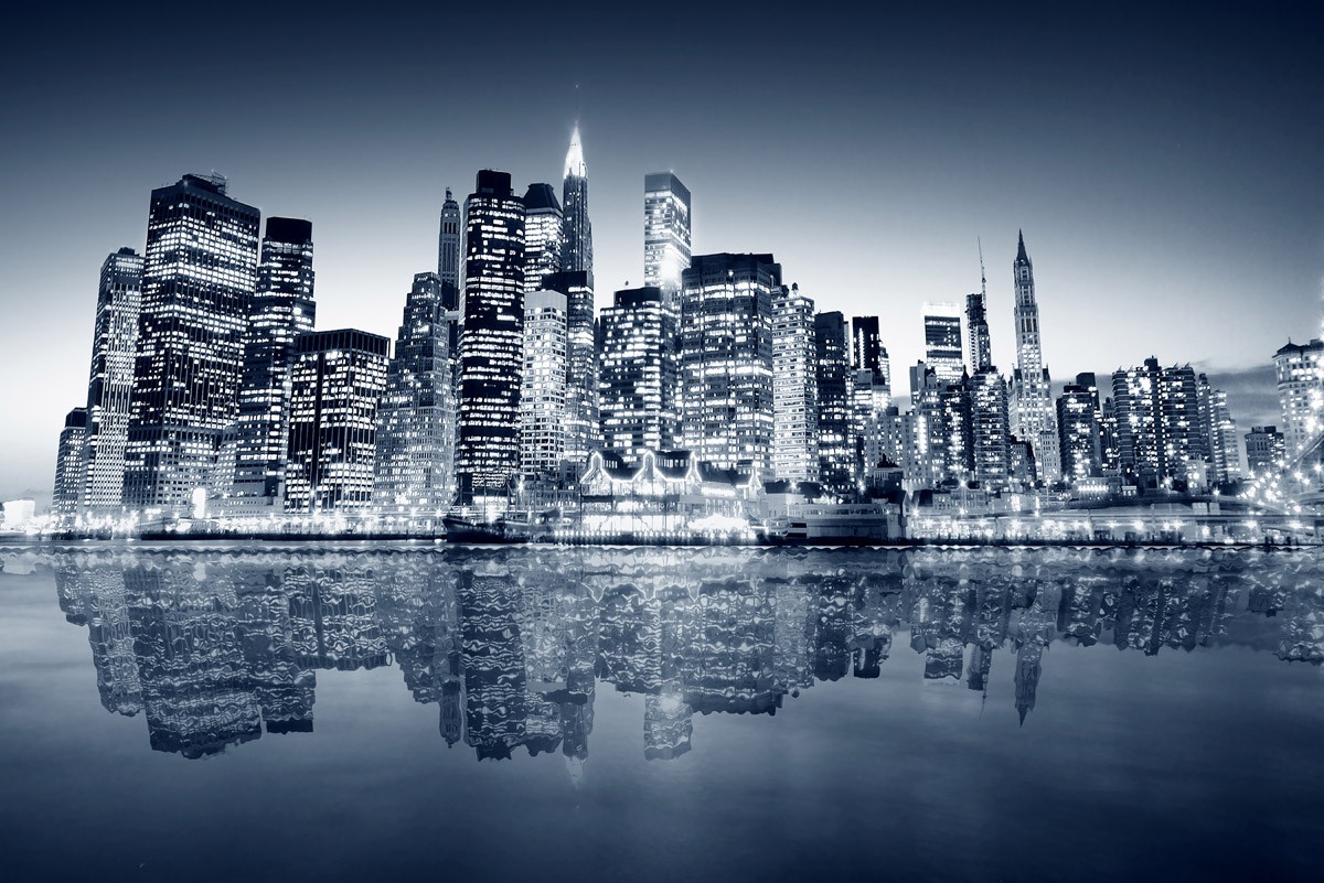 картинка Фотообои ночной город Нью Йорк черно белыйот интернет-магазина Фотомили