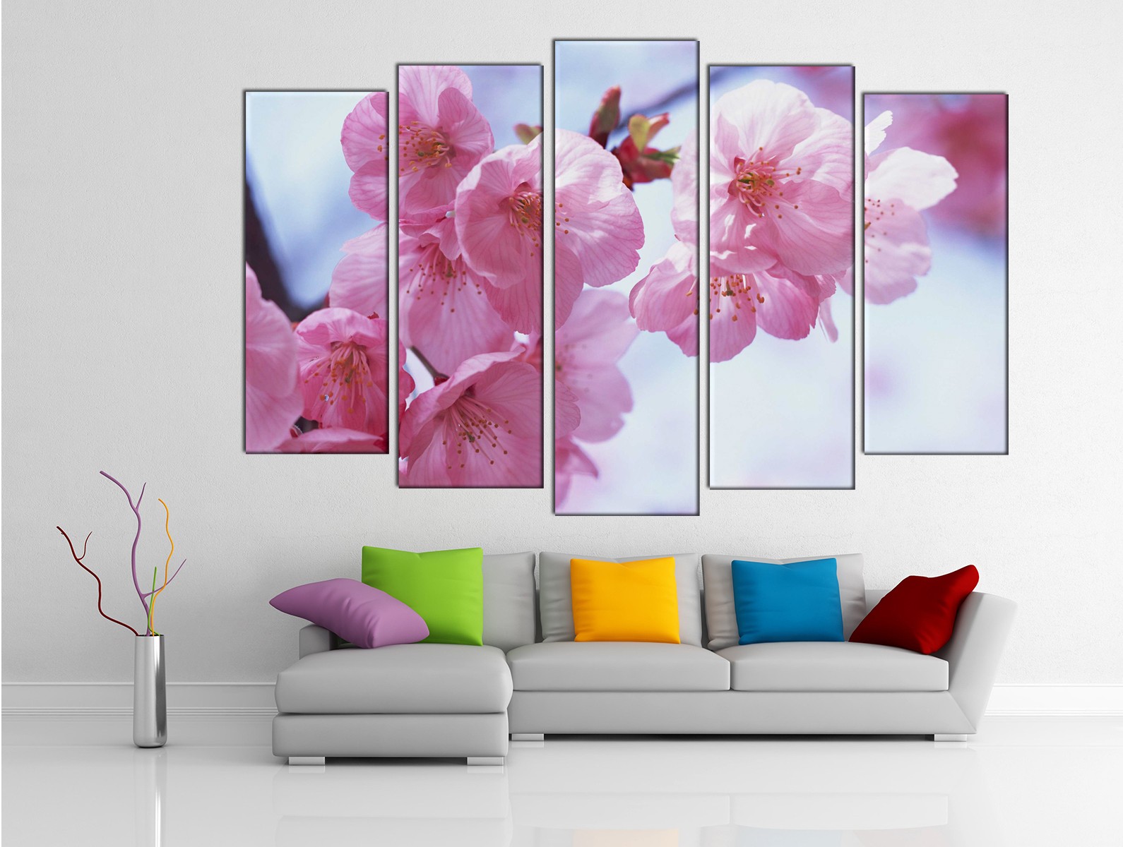 Картина на холсте на заказ Чудные стебли с цветками розовой сакуры