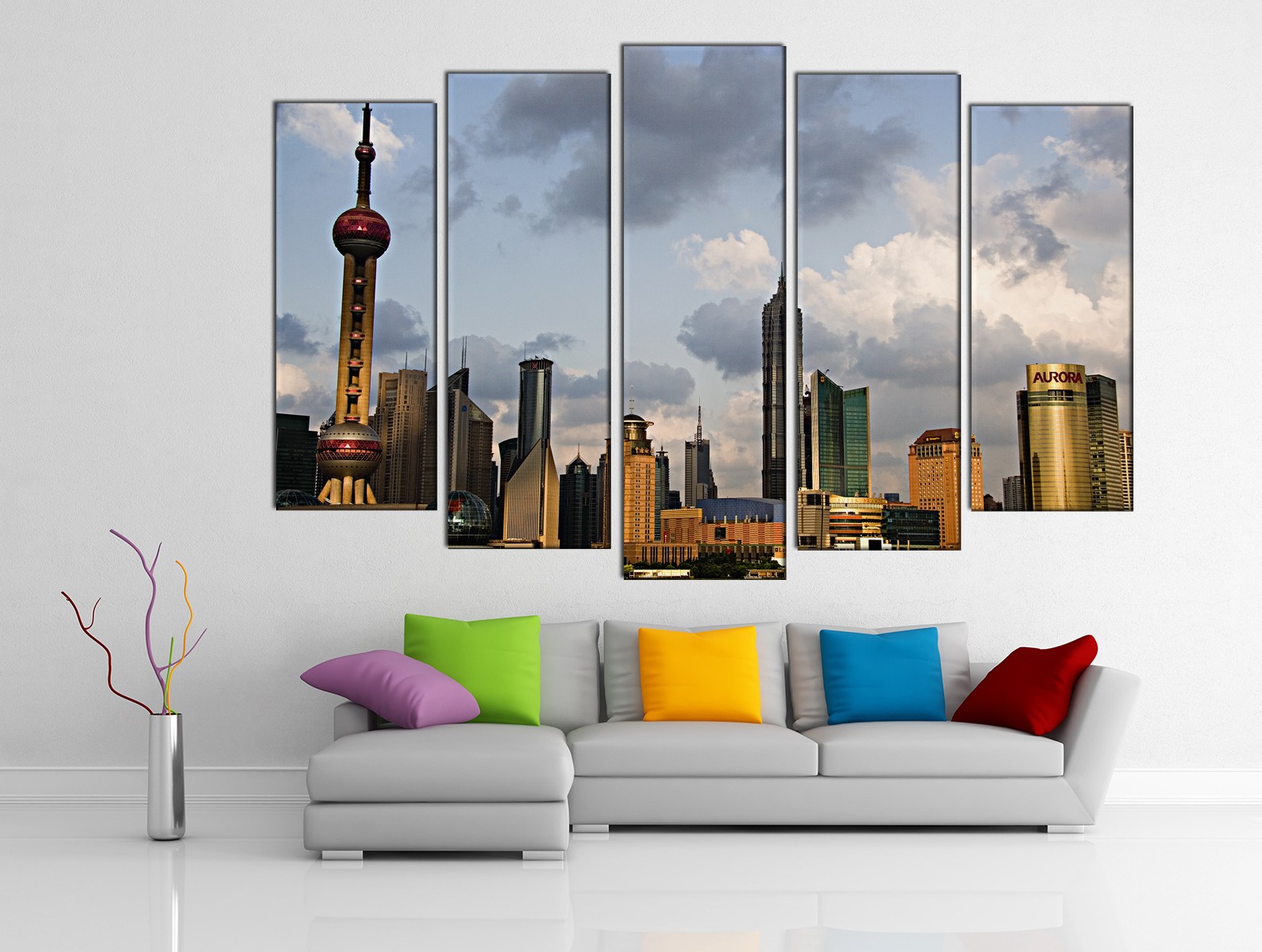 Картина на холсте на заказ Небоскребы мегаполиса Шанхай 