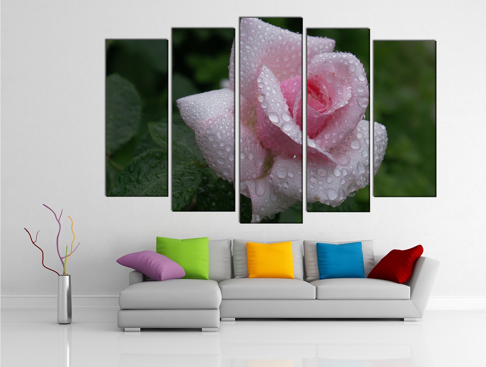 Картина на холсте на заказ Розовая роза после вечернего дождя