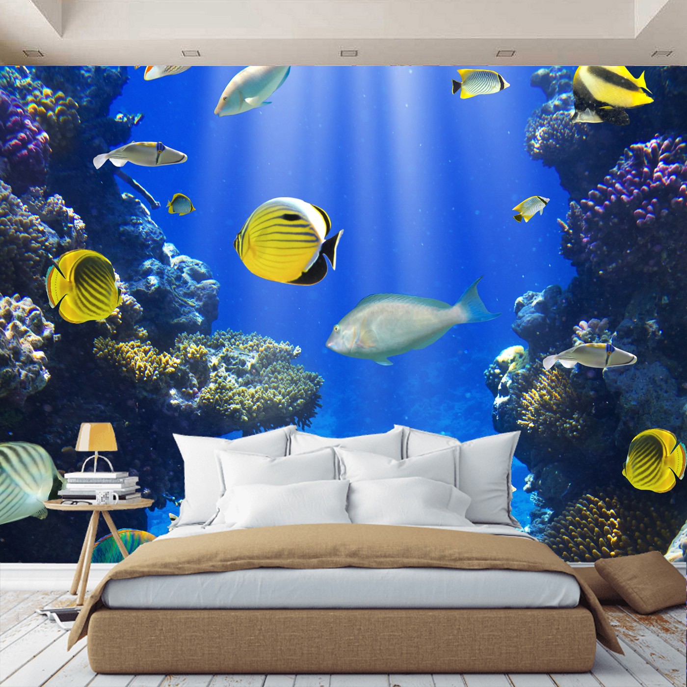 картинка Фотообои подводный мир с рифовыми рыбками и коралловыми рифами от интернет-магазина Фотомили