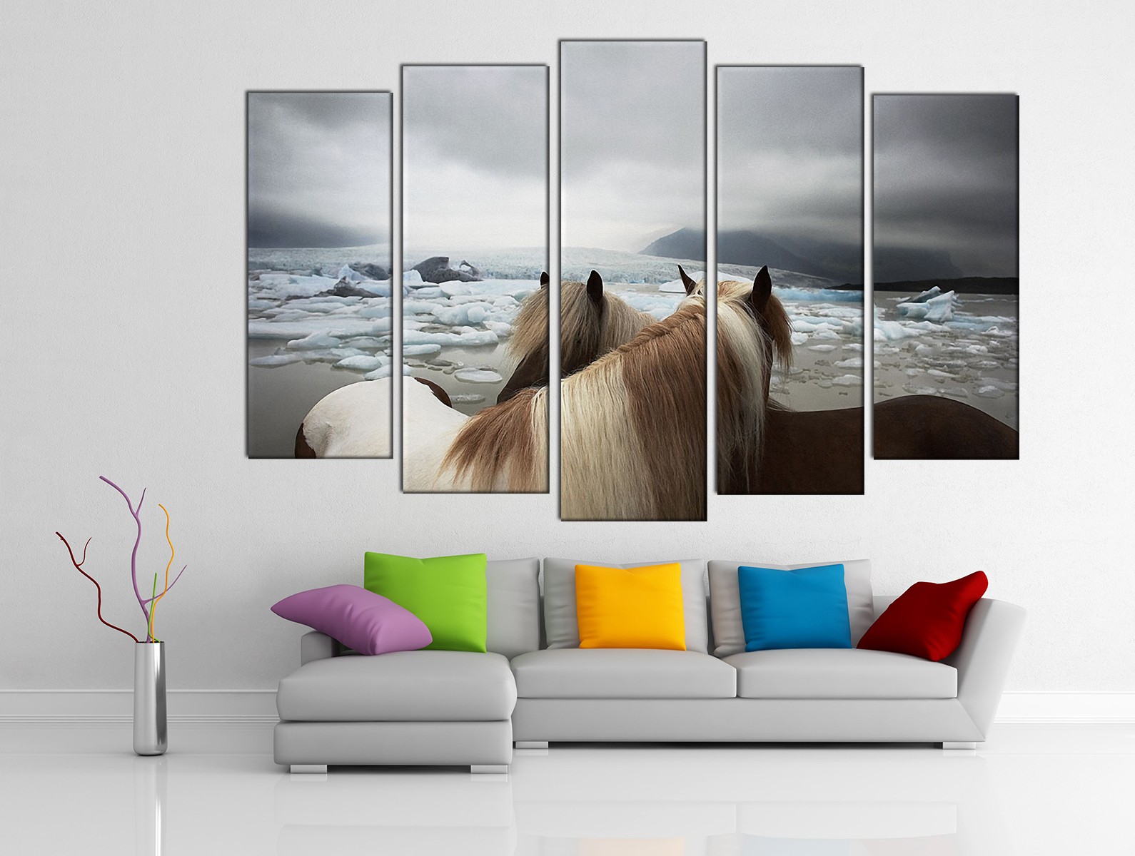 Картина на холсте на заказ Пара изящных исландских лошадей