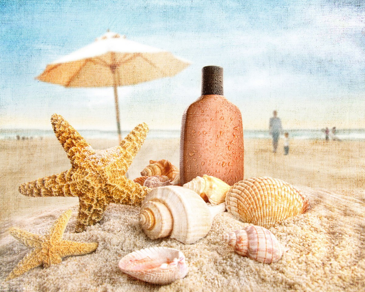 картинка Фотообои пляж с морскими звездами и ракушкамиот интернет-магазина Фотомили