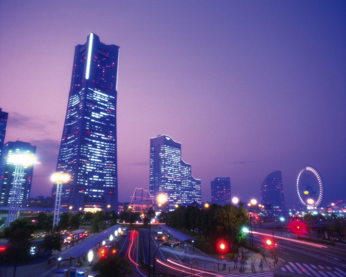 картинка Фотообои вид на небоскребы и здания ночью в Японииот интернет-магазина Фотомили