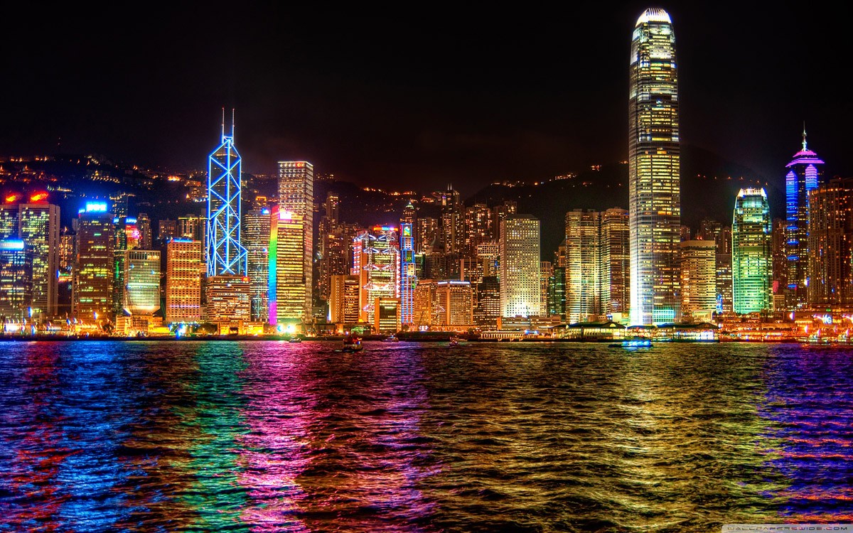 картинка Фотообои ночной Гонконг Skylineот интернет-магазина Фотомили