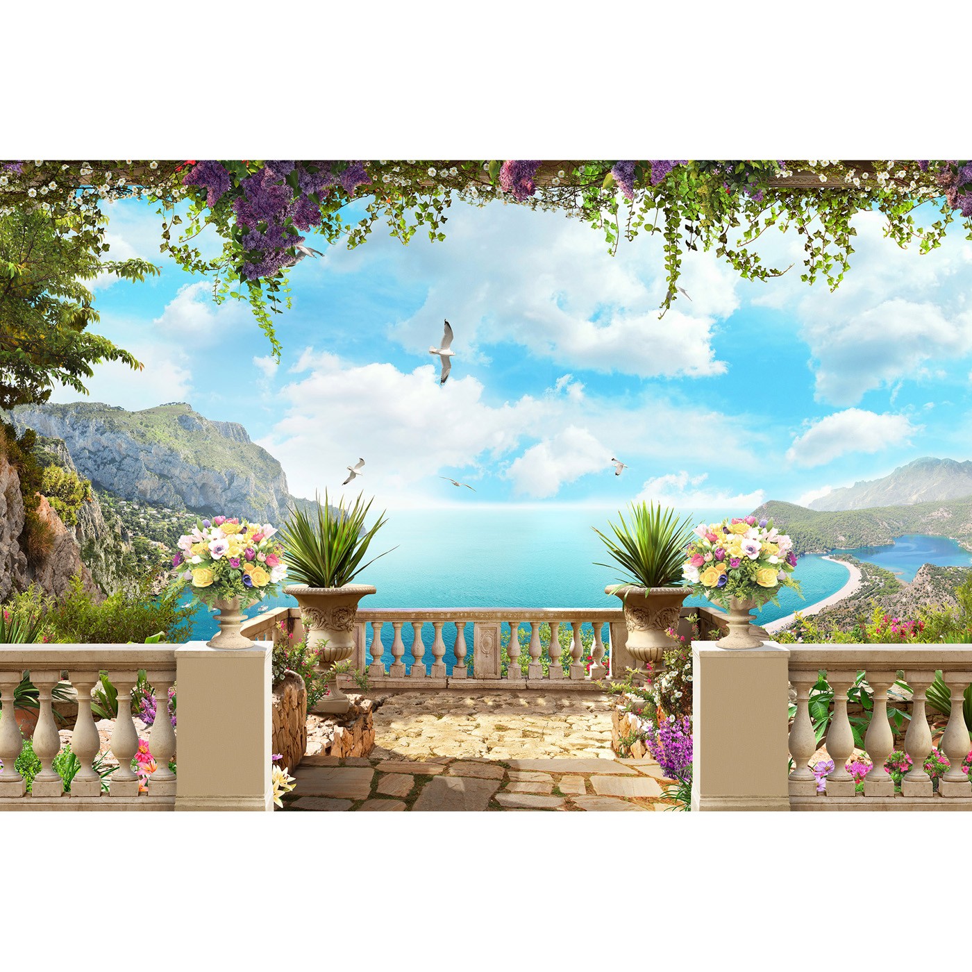 картинка Фотообои фреска вид с террасы на морской пейзажот интернет-магазина Фотомили