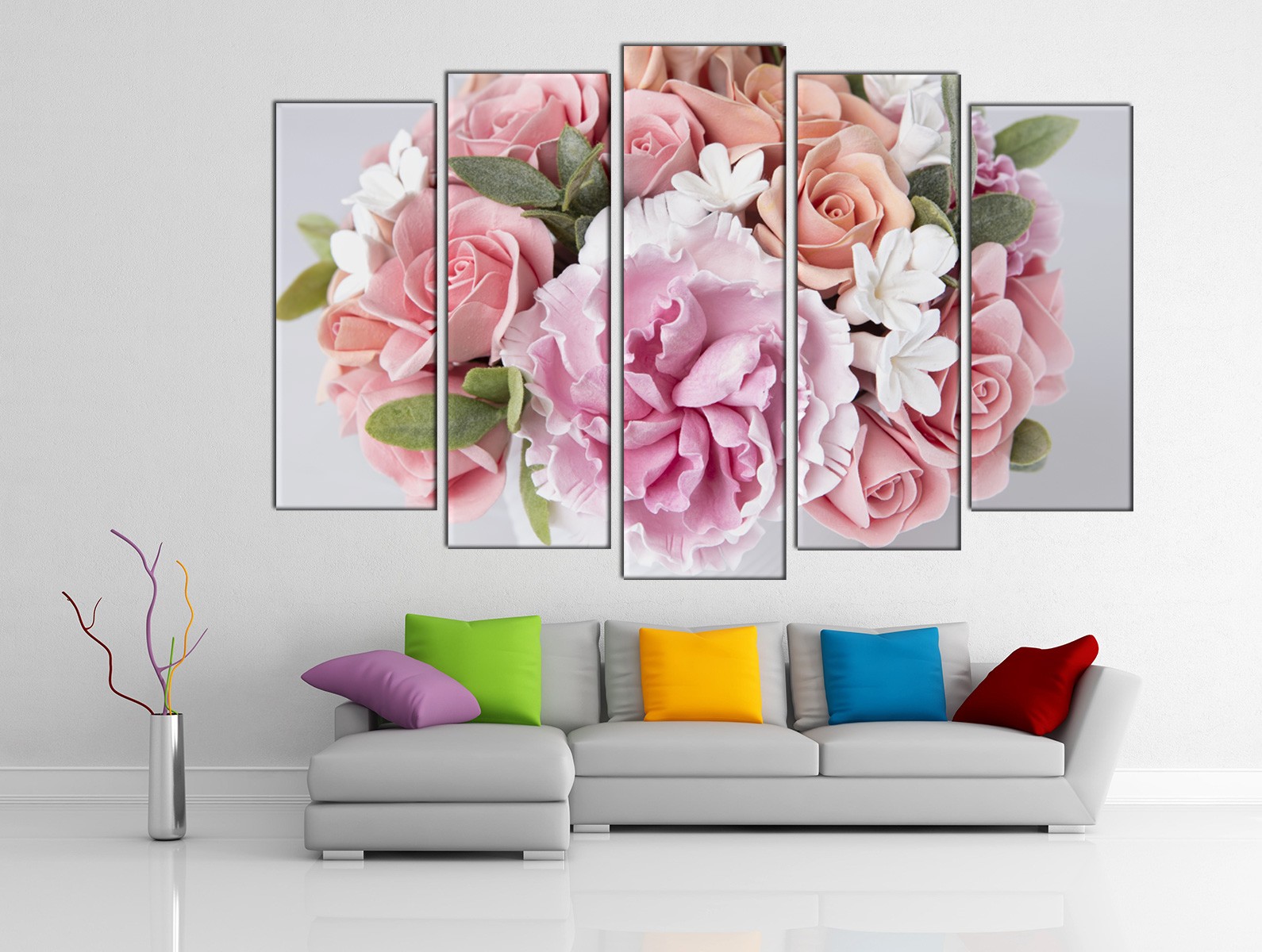 Картина на холсте на заказ Букет из роз и пионов