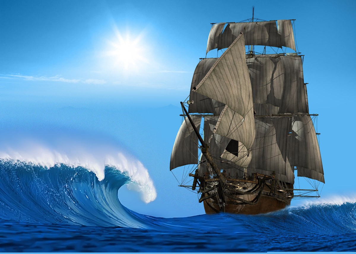 картинка Фотообои пиратский корабль на волнахот интернет-магазина Фотомили