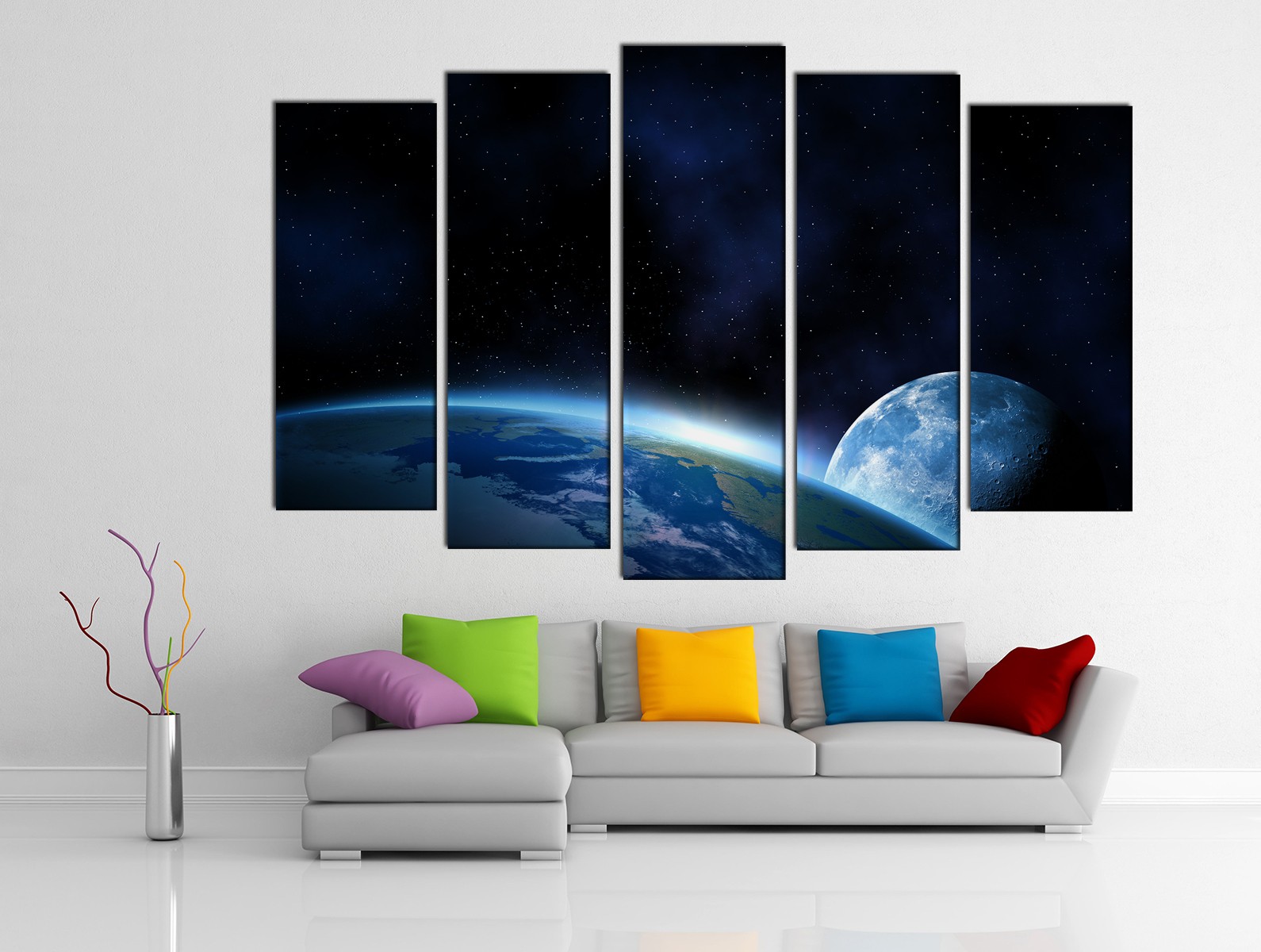 Картина на холсте на заказ Земля, Луна и необъятный космос