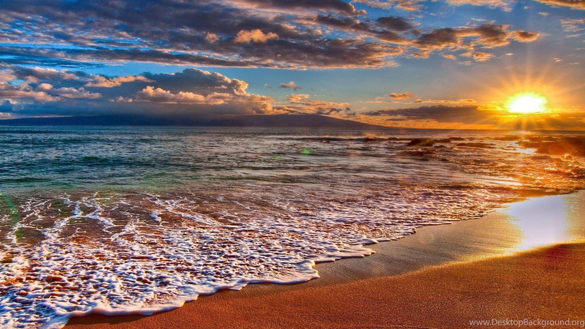 картинка Фотообои закат на пляже с морской пенойот интернет-магазина Фотомили