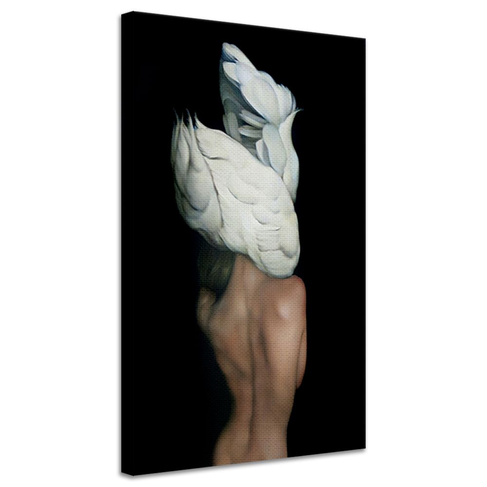 Картина на холсте на заказ Абстрактная картина с изображением женщин, цветов и перьев 