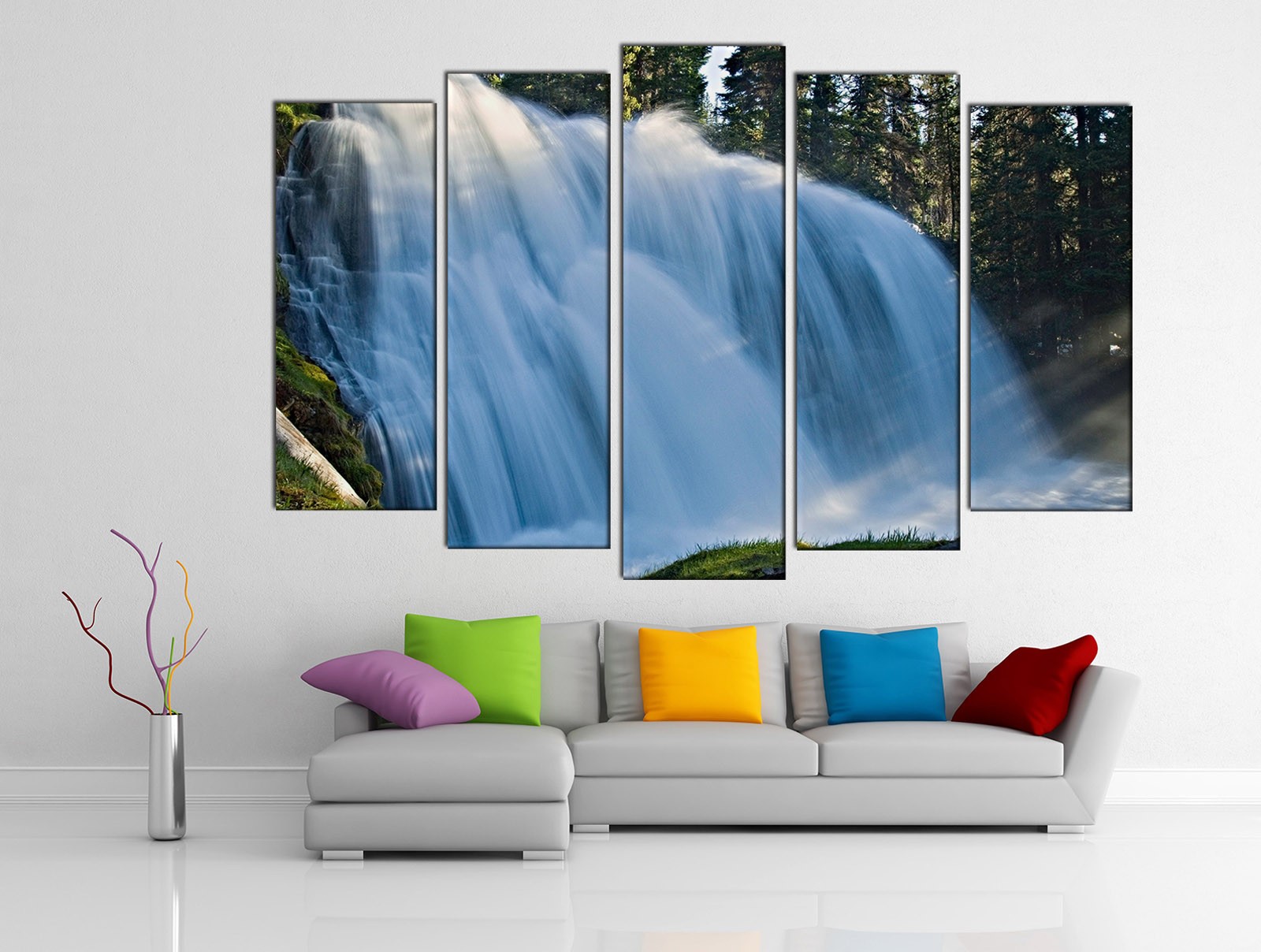 Картина на холсте на заказ Воздушный водопад в лесу