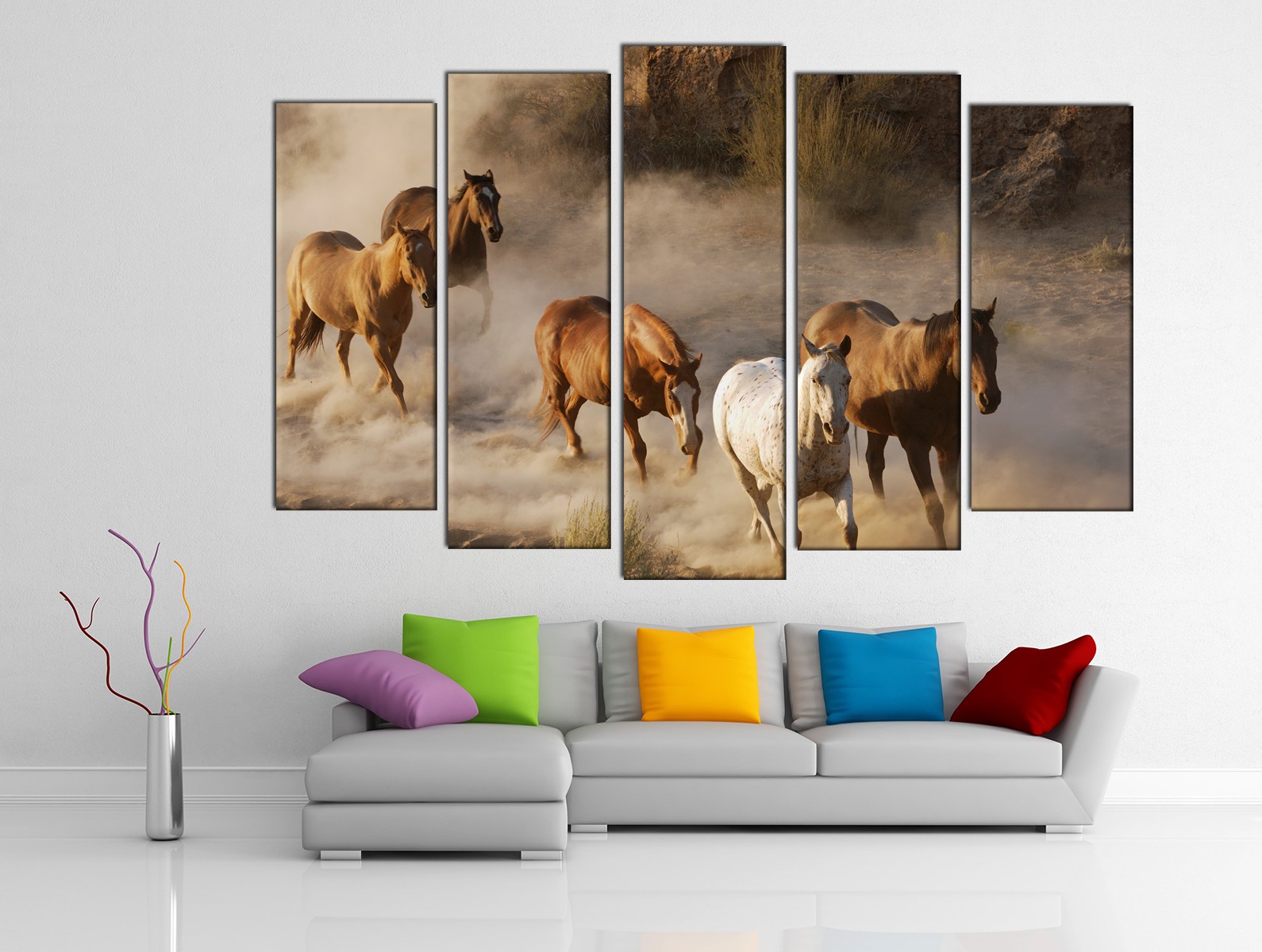 Картина на холсте на заказ Табун диких лошадей 