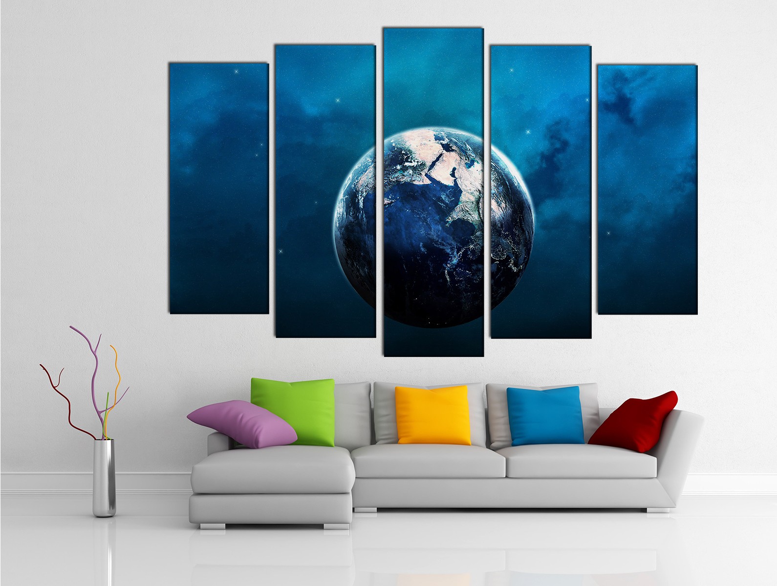 Картина на холсте на заказ Земля на фоне лазурного космоса