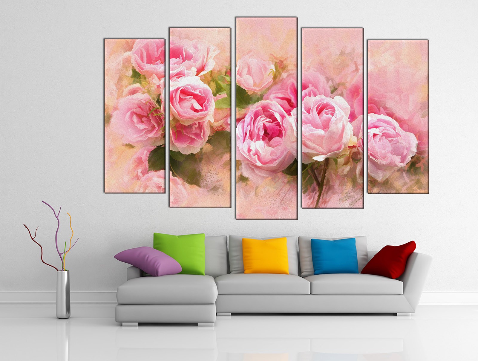 Картина на холсте на заказ Иллюстрация с розовыми пионами