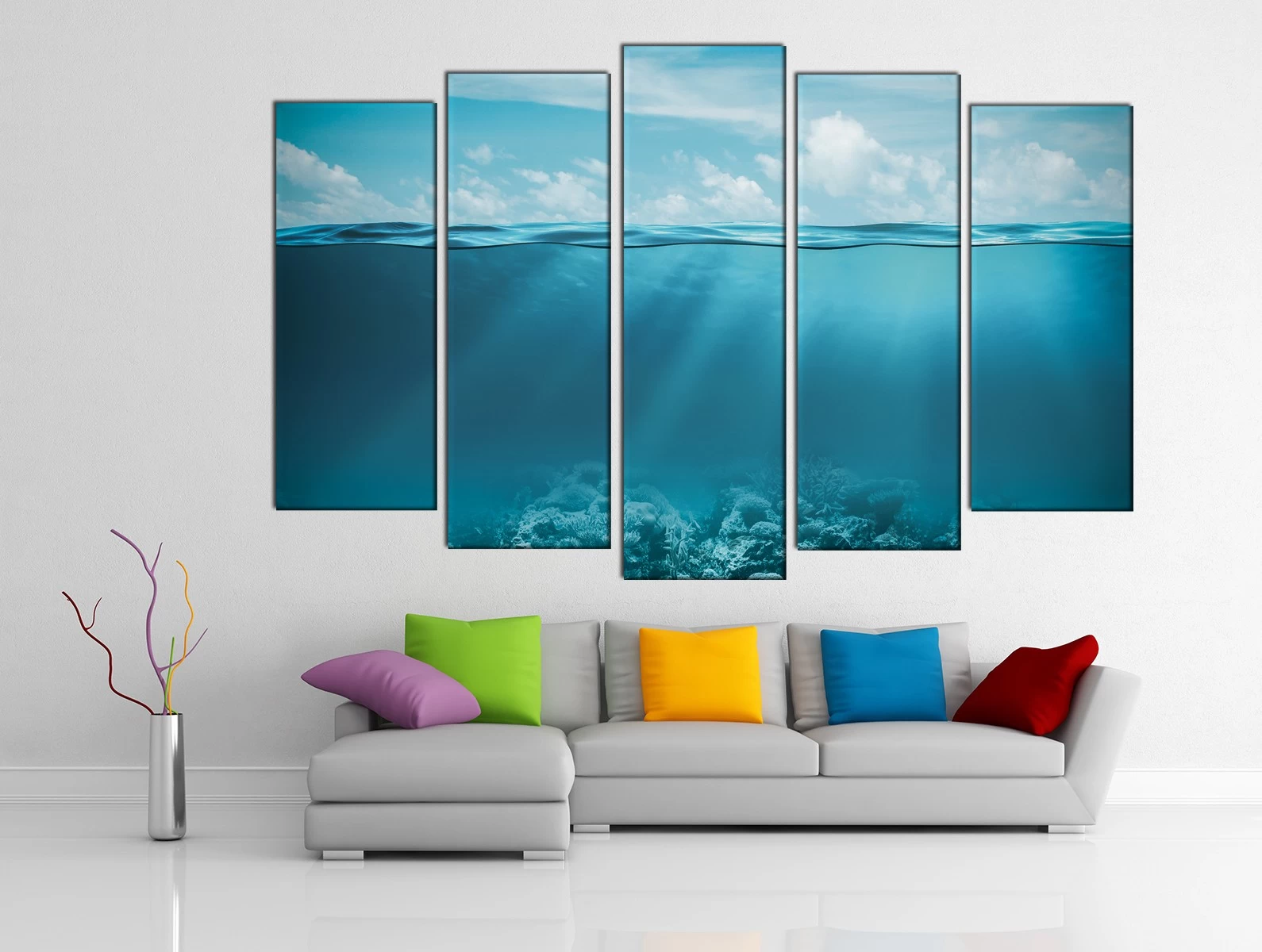 Картина на холсте на заказ Голубое море в разрезе