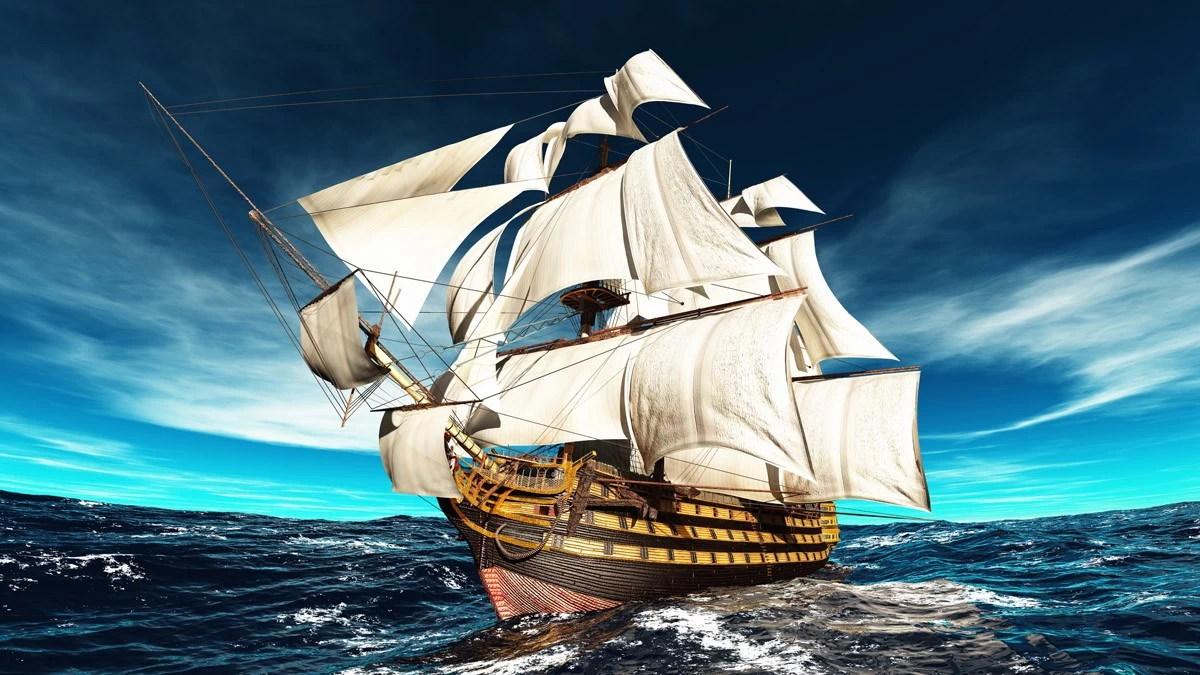 картинка Фотообои корабль идущий на всех парусах в мореот интернет-магазина Фотомили