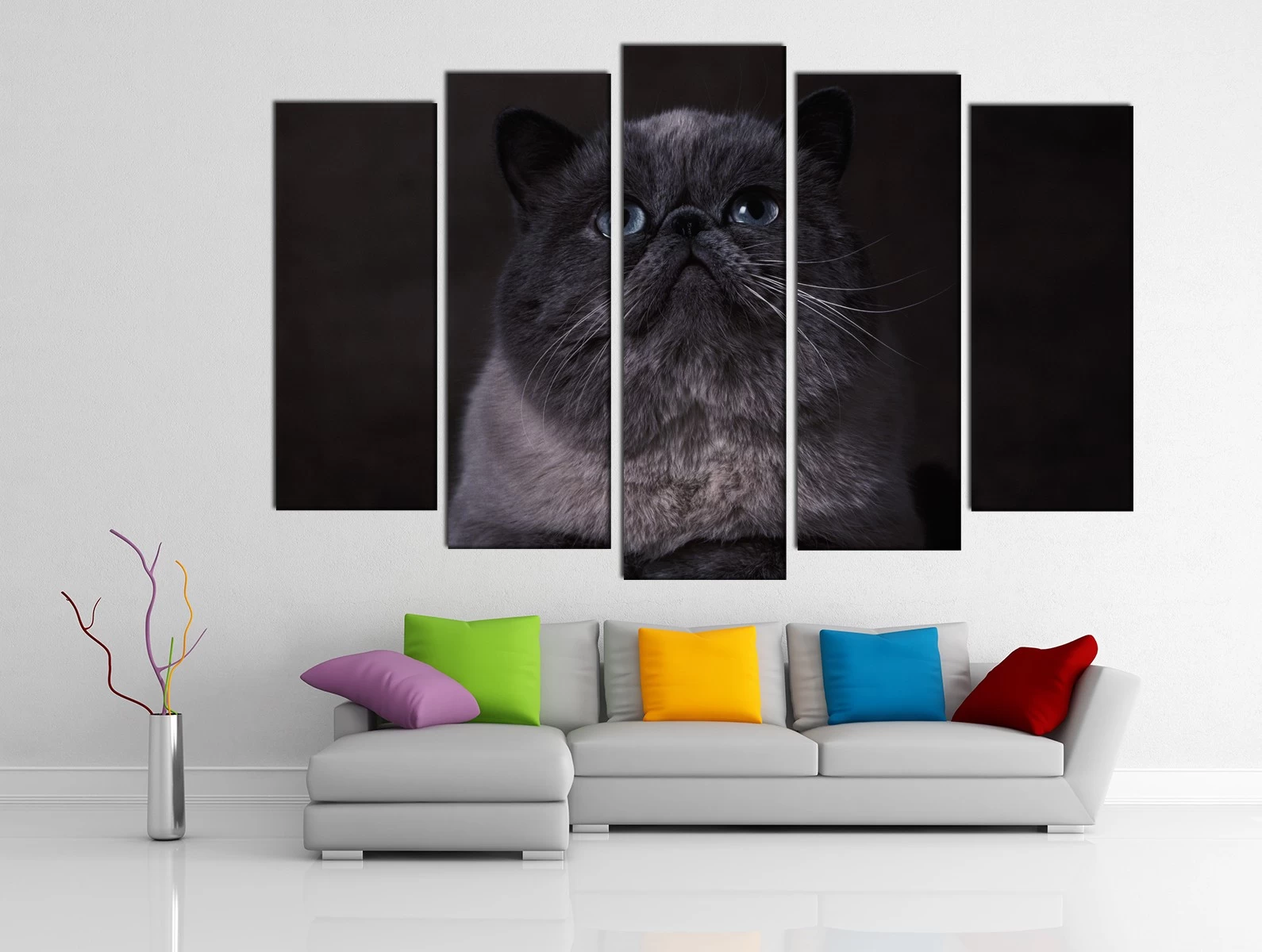 Картина на холсте на заказ Очаровательный дымчатый кот