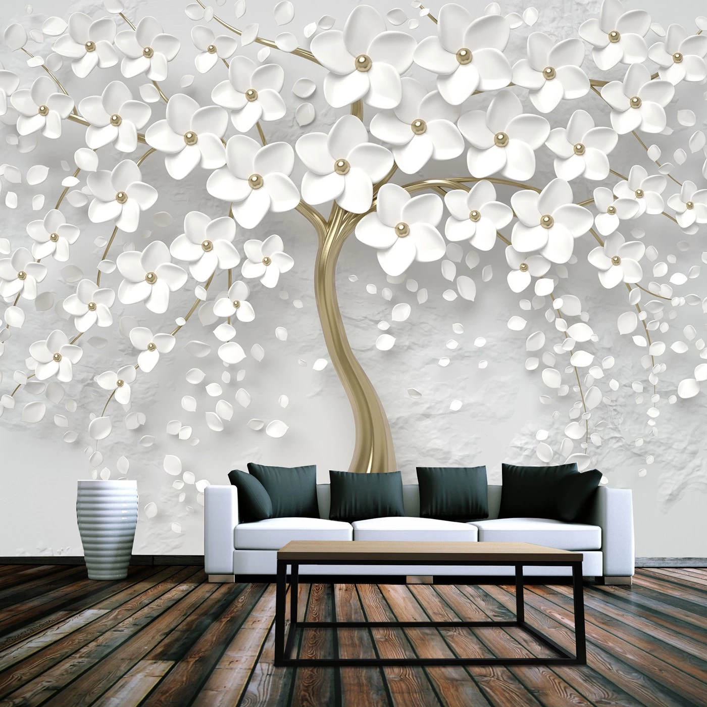 картинка Фотообои 3D дерево с белыми цветамиот интернет-магазина Фотомили