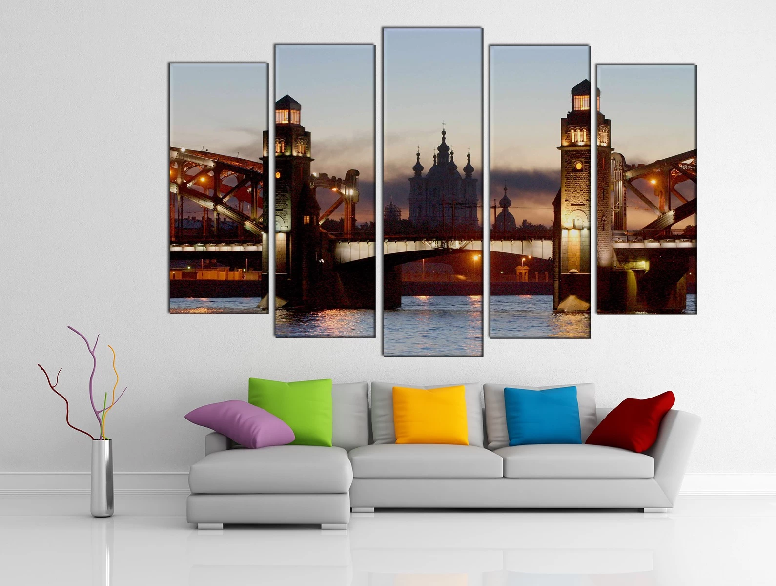 Картина на холсте на заказ Большеохтинский мост и Смольный собор