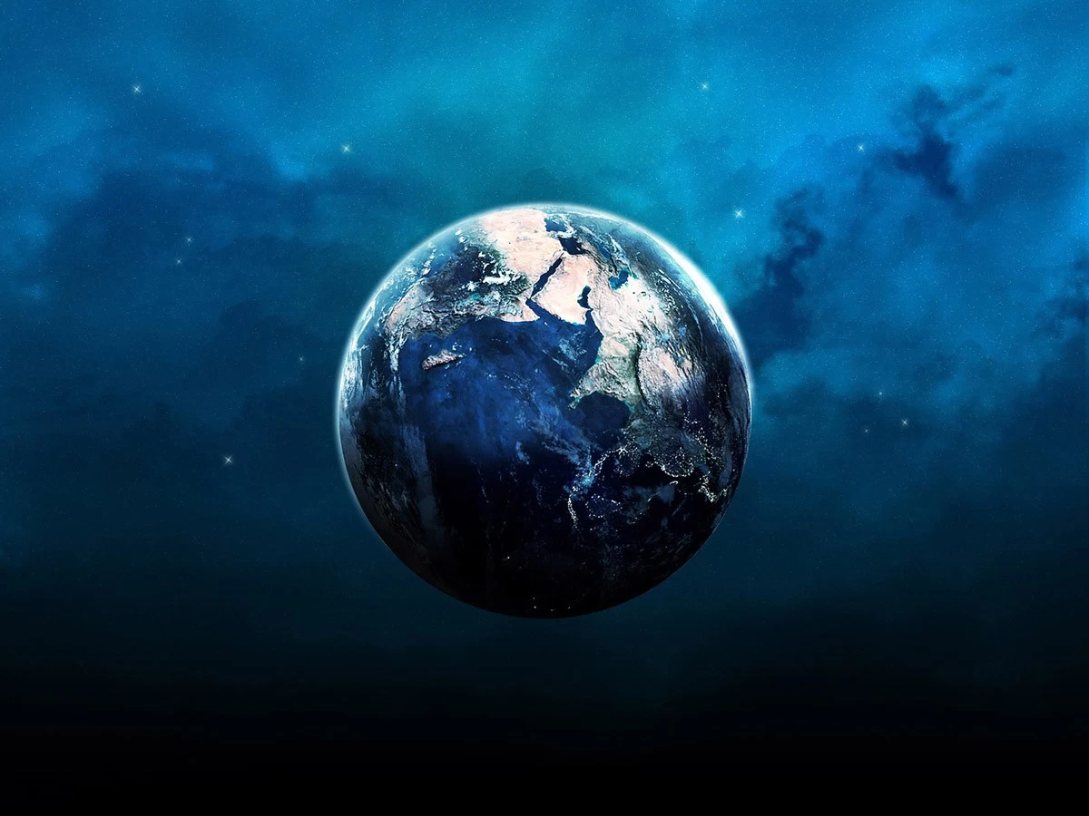 картинка Фотообои голубая земля на фоне звезд и небаот интернет-магазина Фотомили