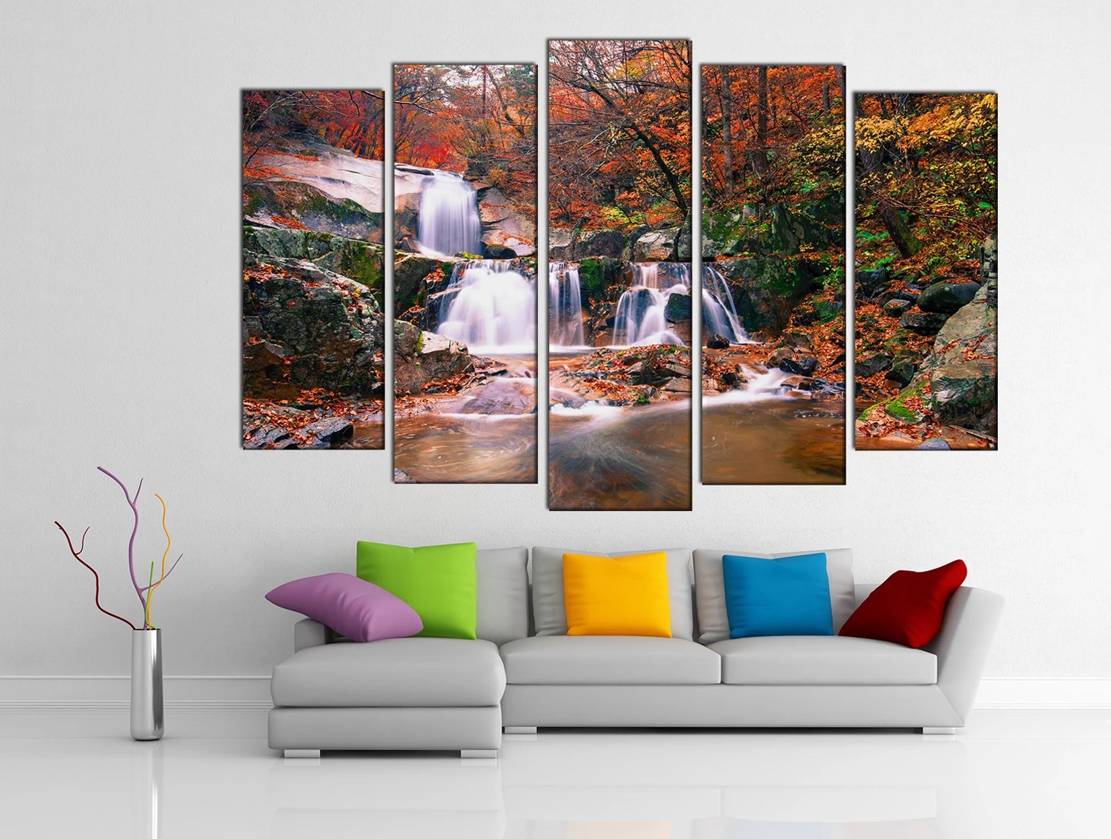 Картина на холсте на заказ Распрекрасный водопад в Корейском лесу