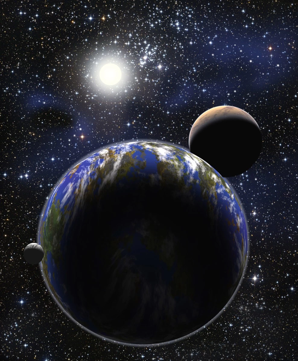 картинка Фотообои Земля на фоне планет звезд и солнцаот интернет-магазина Фотомили
