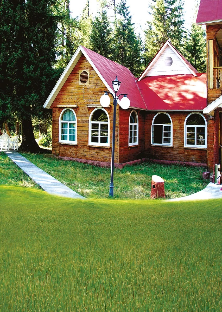 картинка Фотообои загородный дом с зеленой лужайкойот интернет-магазина Фотомили